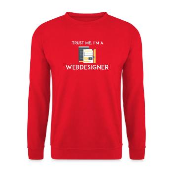 Vertrau mir, ich bin Webdesigner - Unisex Pullover - Rot - Vorne - Alina (178cm) & Michal (187cm)