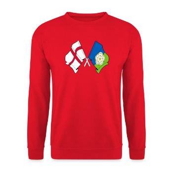 East Riding Crossed mit englischer Flagge - Unisex Pullover - Rot - Vorne - Alina (178cm) & Michal (187cm)