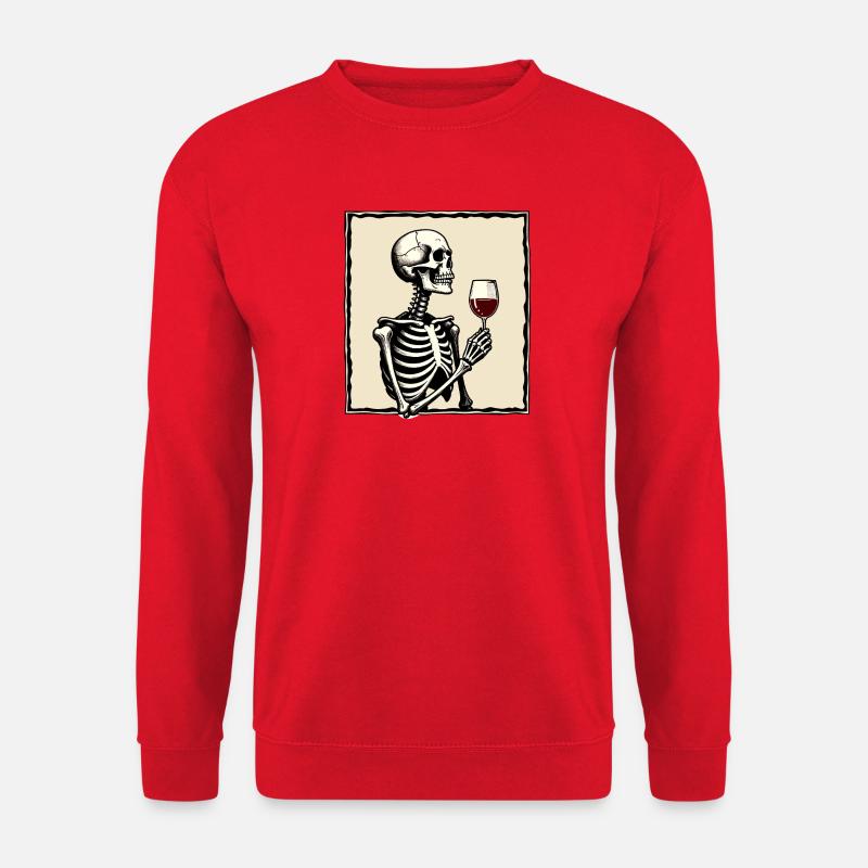 Skelett mit Weinglas - Unisex Pullover - Rot