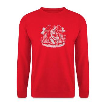 Angelic drawing geometric shapes in Ruins - Unisex Sweatshirt - red - Front - Alina (178cm) & Michal (187cm)