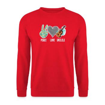 Hawaiian Ukulele Uke Peace Love - Unisex Sweatshirt - red - Front - Alina (178cm) & Michal (187cm)