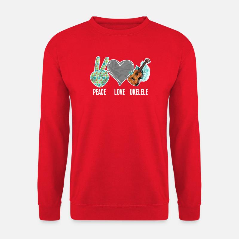 Hawaiian Ukulele Uke Peace Love - Unisex Pullover - Rot
