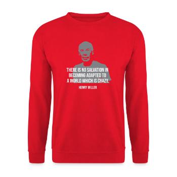 Henry Miller Quote Tee - Unisex Sweatshirt - red - Front - Alina (178cm) & Michal (187cm)
