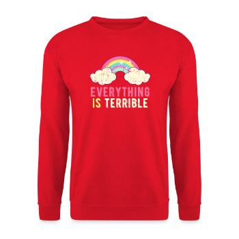 Everything Is Terrible Sarcasm Pastel Rainbow - Unisex Sweatshirt - red - Front - Alina (178cm) & Michal (187cm)