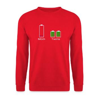 Mom with twins – battery level - Unisex Sweatshirt - red - Front - Alina (178cm) & Michal (187cm)