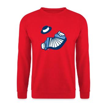 Blue accordion on a cheerful background - Unisex Sweatshirt - red - Front - Alina (178cm) & Michal (187cm)