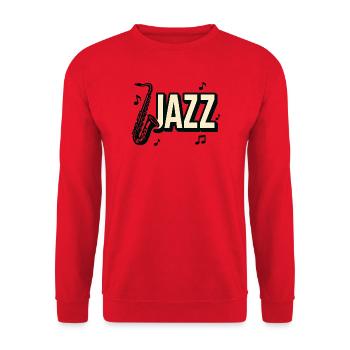 Jazz – Saxophon – Musik - Unisex Pullover - Rot - Vorne - Alina (178cm) & Michal (187cm)