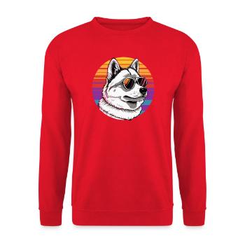 Husky avec des lunettes de soleil en arc-en-ciel - Sweat-shirt Unisexe - rouge - Devant - Alina (178cm) & Michal (187cm)