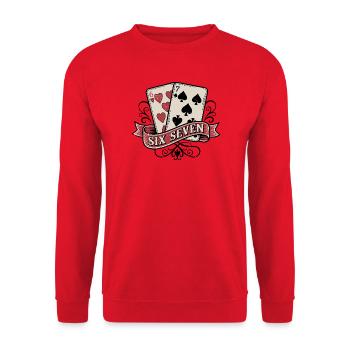 SIx Sieben Karten - Unisex Pullover - Rot - Vorne - Alina (178cm) & Michal (187cm)