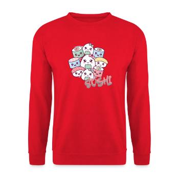 Kawaii Sushi Parade - Sweat-shirt Unisexe - rouge - Devant - Alina (178cm) & Michal (187cm)