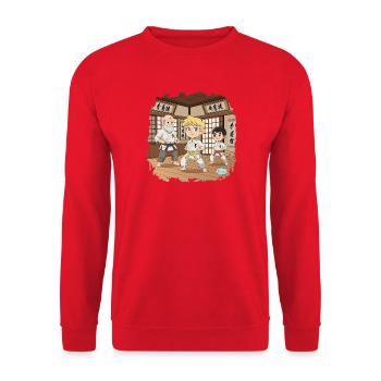 Bouno im Karate - Kleiner Kampfsportler - Unisex Pullover - Rot - Vorne - Alina (178cm) & Michal (187cm)