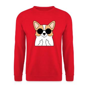 Naughty Corgi with Sunglasses - Unisex Sweatshirt - red - Front - Alina (178cm) & Michal (187cm)