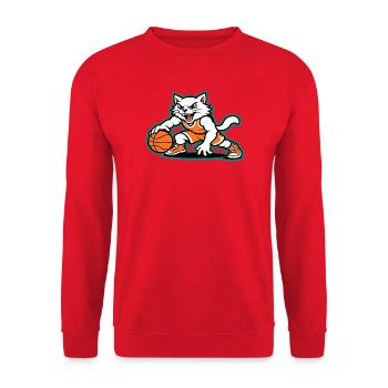 Basketball Cat Dunk - Unisex Sweatshirt - red - Front - Alina (178cm) & Michal (187cm)