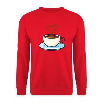 Herzform Kaffeezauber - Unisex Pullover - Rot - Vorne - Alina (178cm) & Michal (187cm)