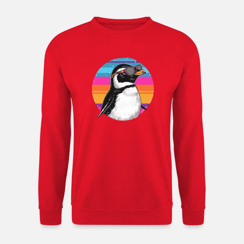 Penguin Neon-Goggles Retro - Unisex Pullover - Rot