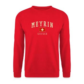 Meyrin Schweiz Vintage Logo - Unisex Pullover - Rot - Vorne - Alina (178cm) & Michal (187cm)