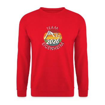 Team Eigenheim 2026 Hausbau Hauskauf rétro vintage - Sweat-shirt Unisexe - rouge - Devant - Alina (178cm) & Michal (187cm)