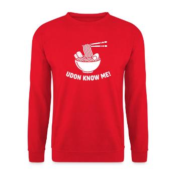Udon Know Me Noodle Pun Foodie - Sweat-shirt Unisexe - rouge - Devant - Alina (178cm) & Michal (187cm)