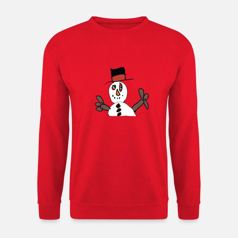 Winterzauber Schneemann im Hut - Unisex Pullover - Rot