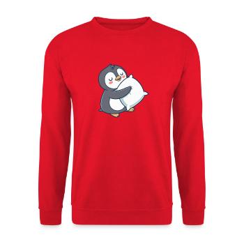 Pastel Cuddly Penguin - Unisex Sweatshirt - red - Front - Alina (178cm) & Michal (187cm)