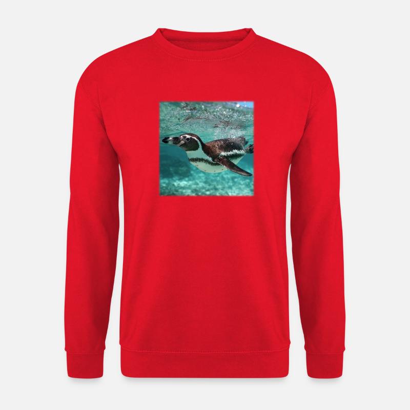 Penguin Underwater Turquoise Ocean Nature Design - Unisex Sweatshirt - red