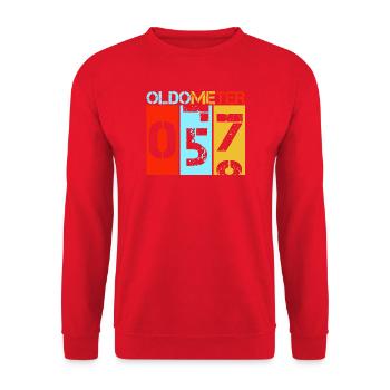 Oldometer 57 Retro 57e anniversaire cadeau Papa Père - Sweat-shirt Unisexe - rouge - Devant - Alina (178cm) & Michal (187cm)