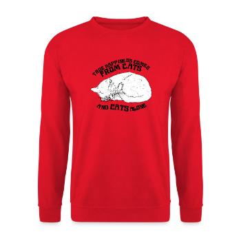 LE VRAI BONHEUR VIENT DES CHATS - Sweat-shirt Unisexe - rouge - Devant - Alina (178cm) & Michal (187cm)