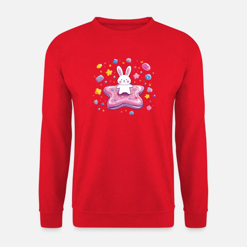 Little Rabbit on Pink Star Magic - Unisex Sweatshirt - red