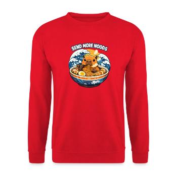 Capybara Send Noods Ramen - Unisex Pullover - Rot - Vorne - Alina (178cm) & Michal (187cm)