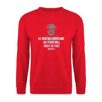 Aristotle Fearless Freedom Quote - Unisex Sweatshirt - red - Front - Alina (178cm) & Michal (187cm)