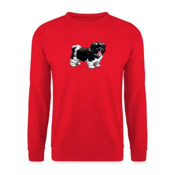 Tecknad_Shih_Tzu_med_tungan_ute - Unisex Pullover - Rot - Vorne - Alina (178cm) & Michal (187cm)