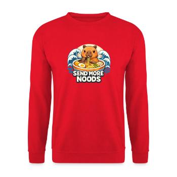 Send More Noods - Unisex Pullover - Rot - Vorne - Alina (178cm) & Michal (187cm)