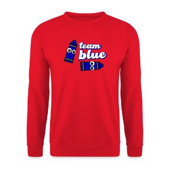 Funny Crayon Blue Team - Unisex Sweatshirt - red - Front - Alina (178cm) & Michal (187cm)