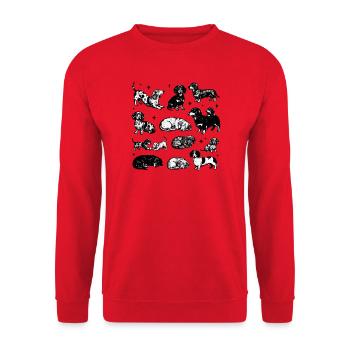 Dachshund dachshund dachshund retro 90s vintage - Unisex Sweatshirt - red - Front - Alina (178cm) & Michal (187cm)