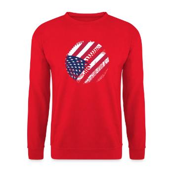 USA Flag Baseball American Patriot Sports - Unisex Pullover - Rot - Vorne - Alina (178cm) & Michal (187cm)