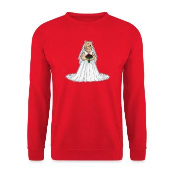 Bear Bridal Roses Wedding - Unisex Sweatshirt - red - Front - Alina (178cm) & Michal (187cm)