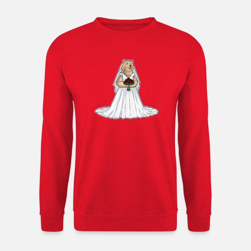 Bear Bridal Rose Wedding - Unisex Sweatshirt - red