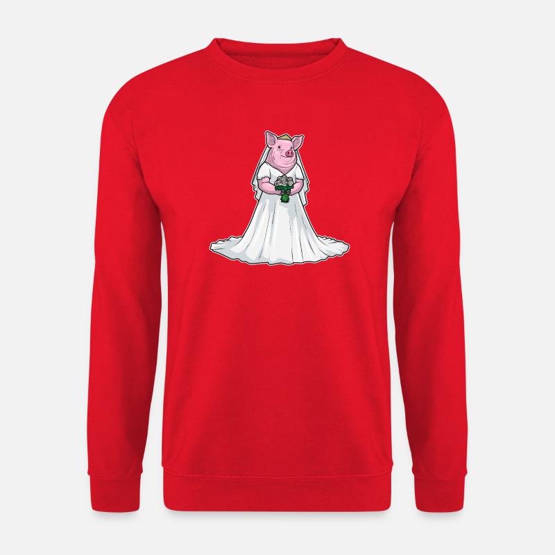 Schwein Braut Blumenstrauß Hochzeit - Unisex Pullover - Rot