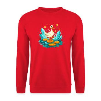 Treasure Duck in the Crystal Realm - Unisex Sweatshirt - red - Front - Alina (178cm) & Michal (187cm)