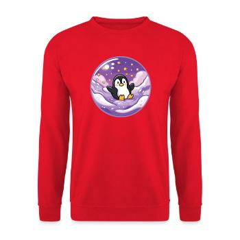 Pinguin im Eis-Universum - Unisex Sweatshirt - red - Front - Alina (178cm) & Michal (187cm)