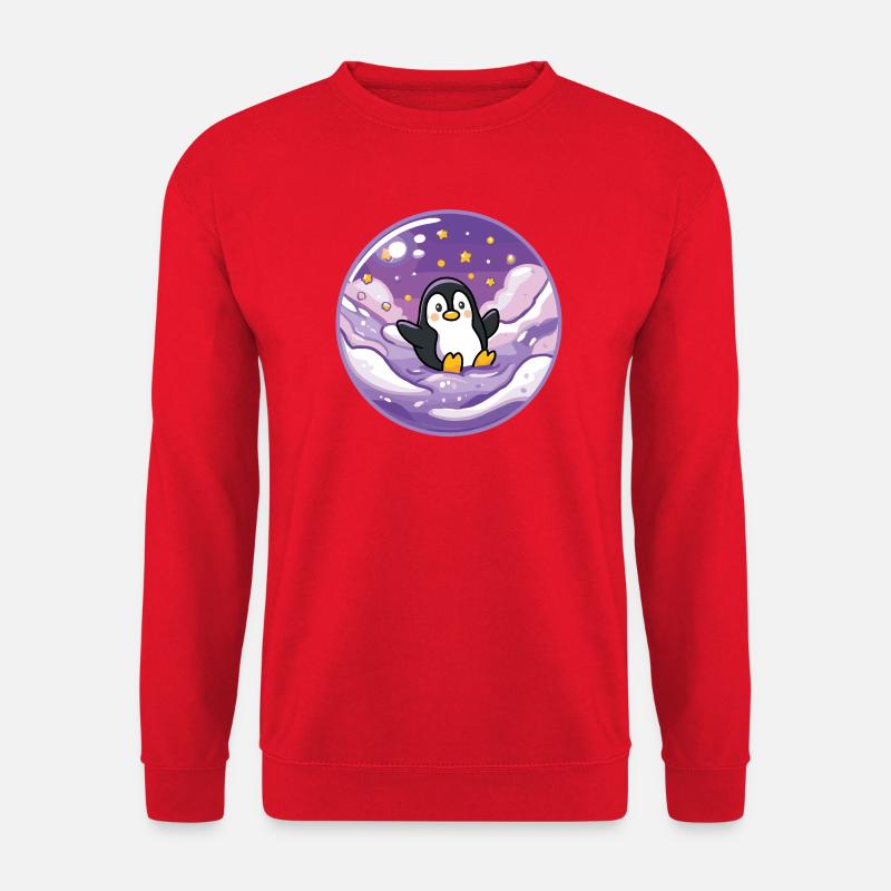 Pinguin im Eis-Universum - Unisex Pullover - Rot