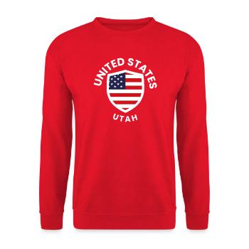 United States Utah Shield - Unisex Pullover - Rot - Vorne - Alina (178cm) & Michal (187cm)
