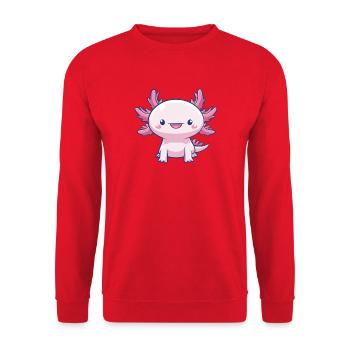 Pink kawaii Axolotl – Niedliches Tier - Unisex Pullover - Rot - Vorne - Alina (178cm) & Michal (187cm)