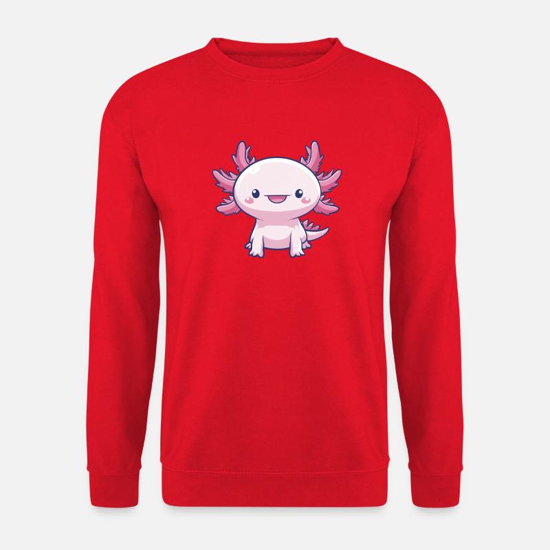Rosa kawaii axolotl – Søtt dyr - Genser unisex - rød