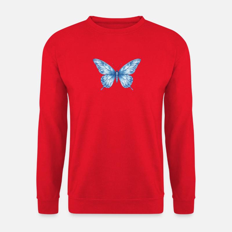 Blauer Geometrischer Schmetterling - Unisex Pullover - Rot