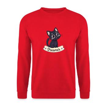Dreamy Black Cat Kawaii - Unisex Sweatshirt - red - Front - Alina (178cm) & Michal (187cm)