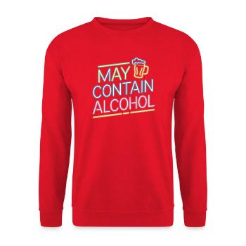 May Contain Alcohol Alkohol Mallorca Saufen JGA - Unisex Pullover - Rot - Vorne - Alina (178cm) & Michal (187cm)