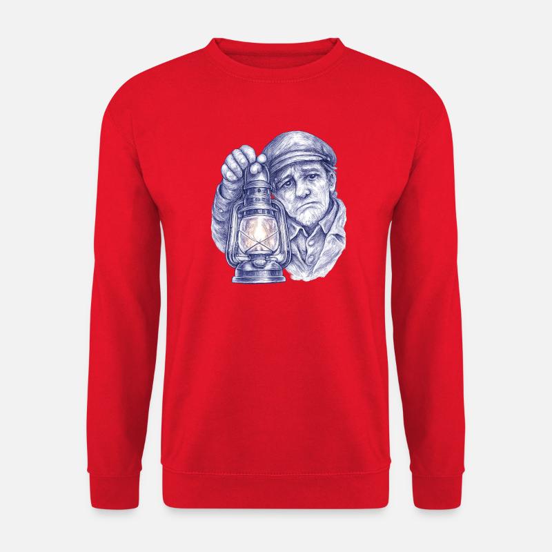 Senior man with lantern - Unisex Sweatshirt - red