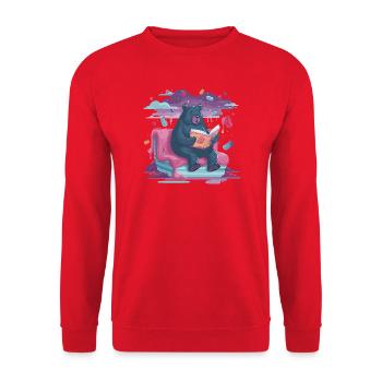 Reading Bear in Candy Dream - Unisex Sweatshirt - red - Front - Alina (178cm) & Michal (187cm)