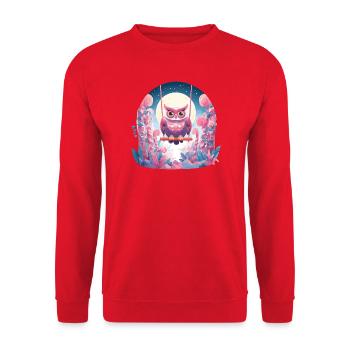 Nocturnal owl swing in the enchanted forest - Unisex Sweatshirt - red - Front - Alina (178cm) & Michal (187cm)
